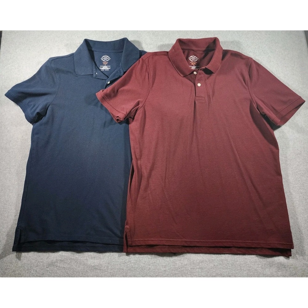 2-Pack St John's Bay Men's Polo Shirts, M, Navy Blue And Burgandy, Short Sleeve
